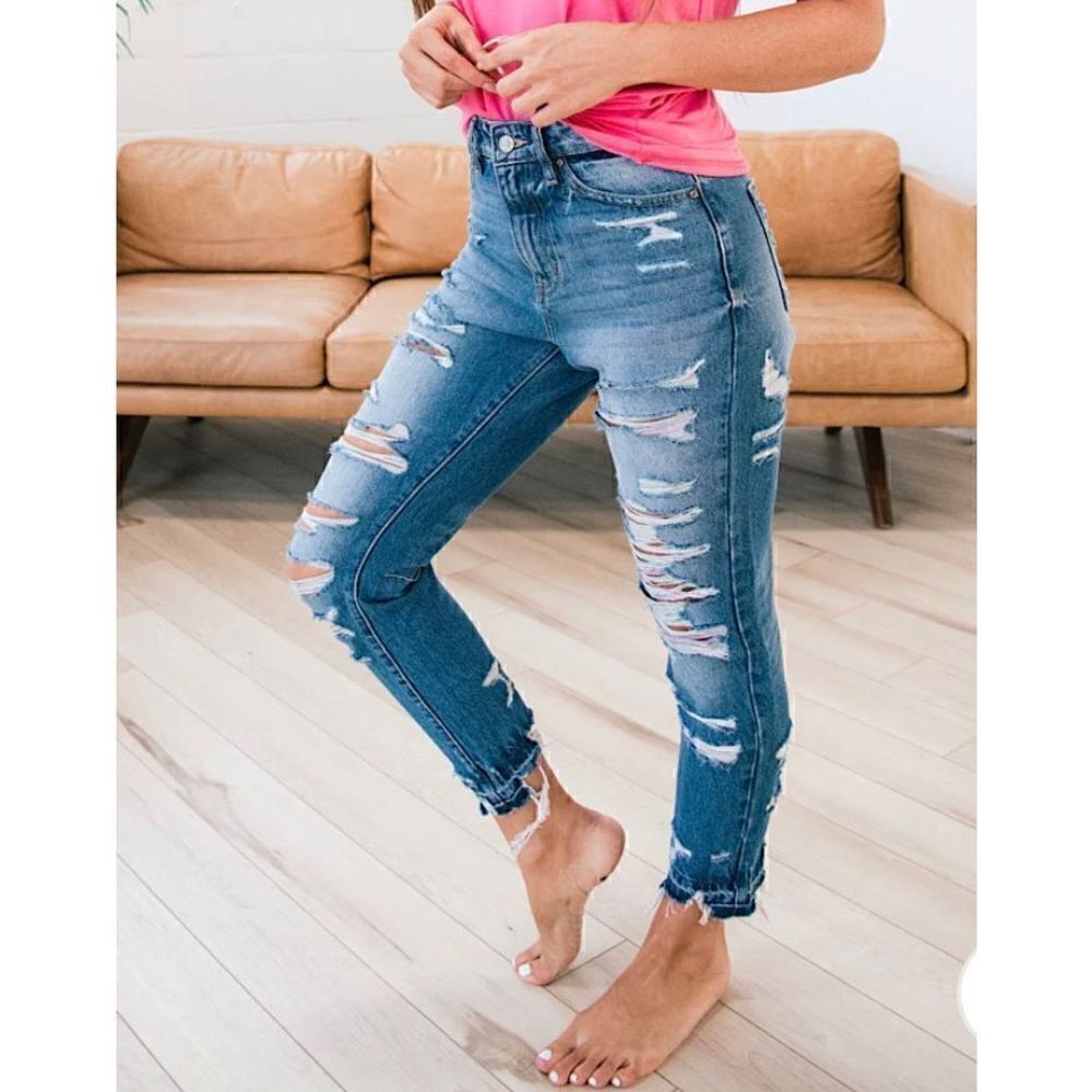 KanCan Rainbow Thread distressed denim jeans size 1/24 NWT loose fit 100% cotton